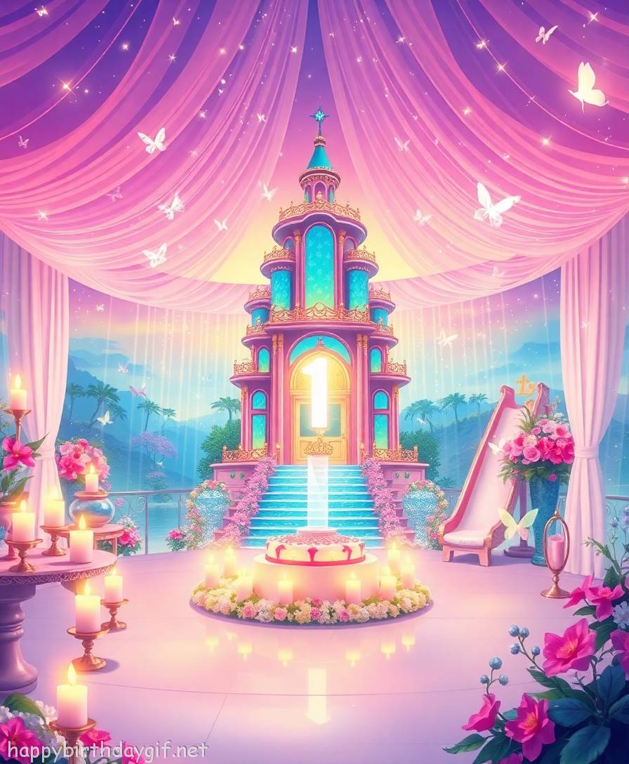 1st Birthday Occasions & Themes Milestone Ages storybook illustration Style Floating Garden
