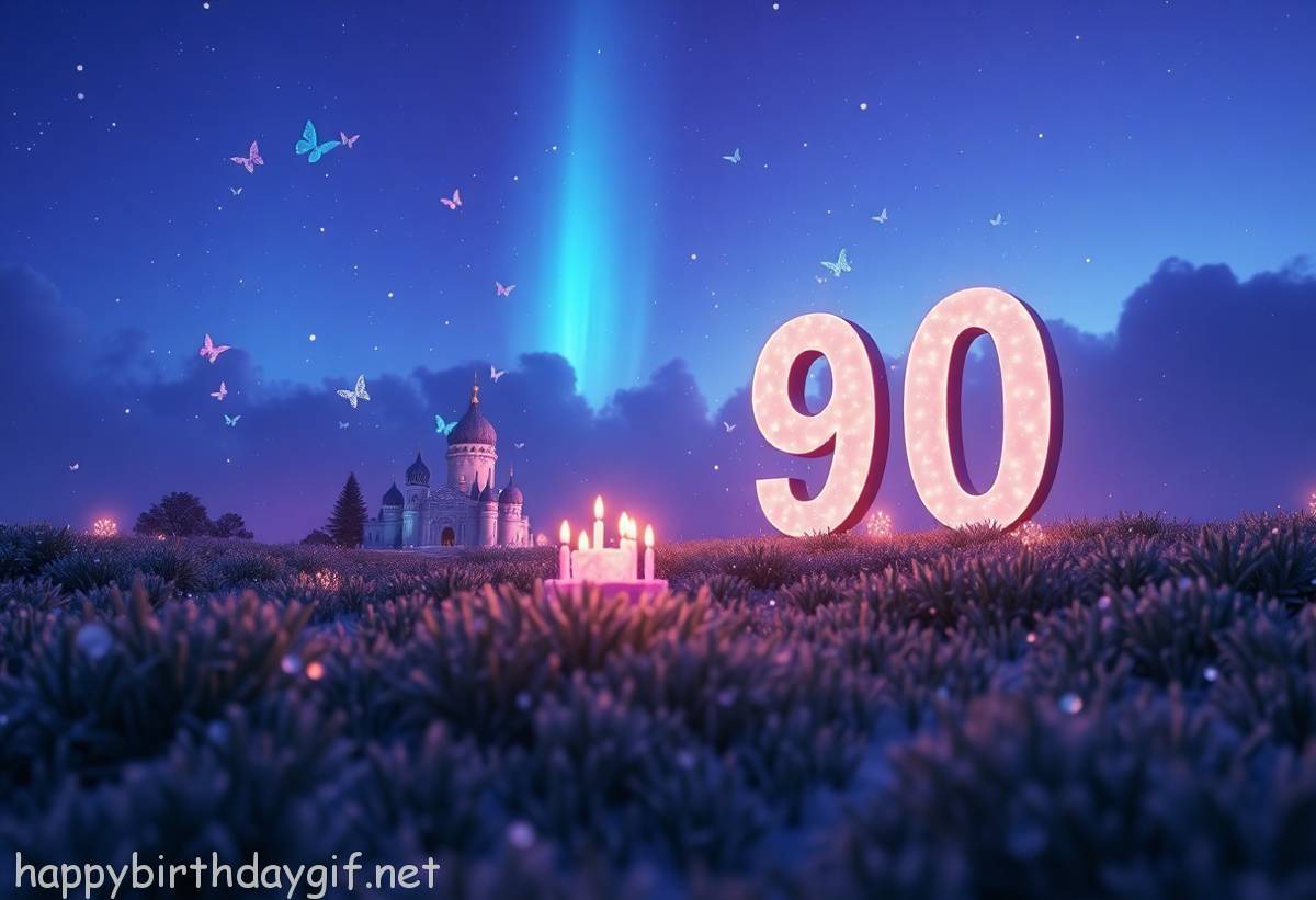 90th Occasions & Themes Milestone Ages photorealistic Style Grassland