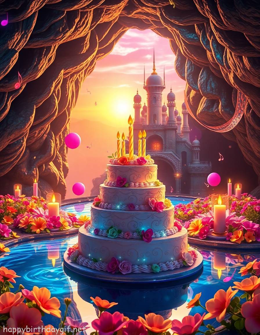 Cake Celebrations Party Elements hyperrealistic Style Cave