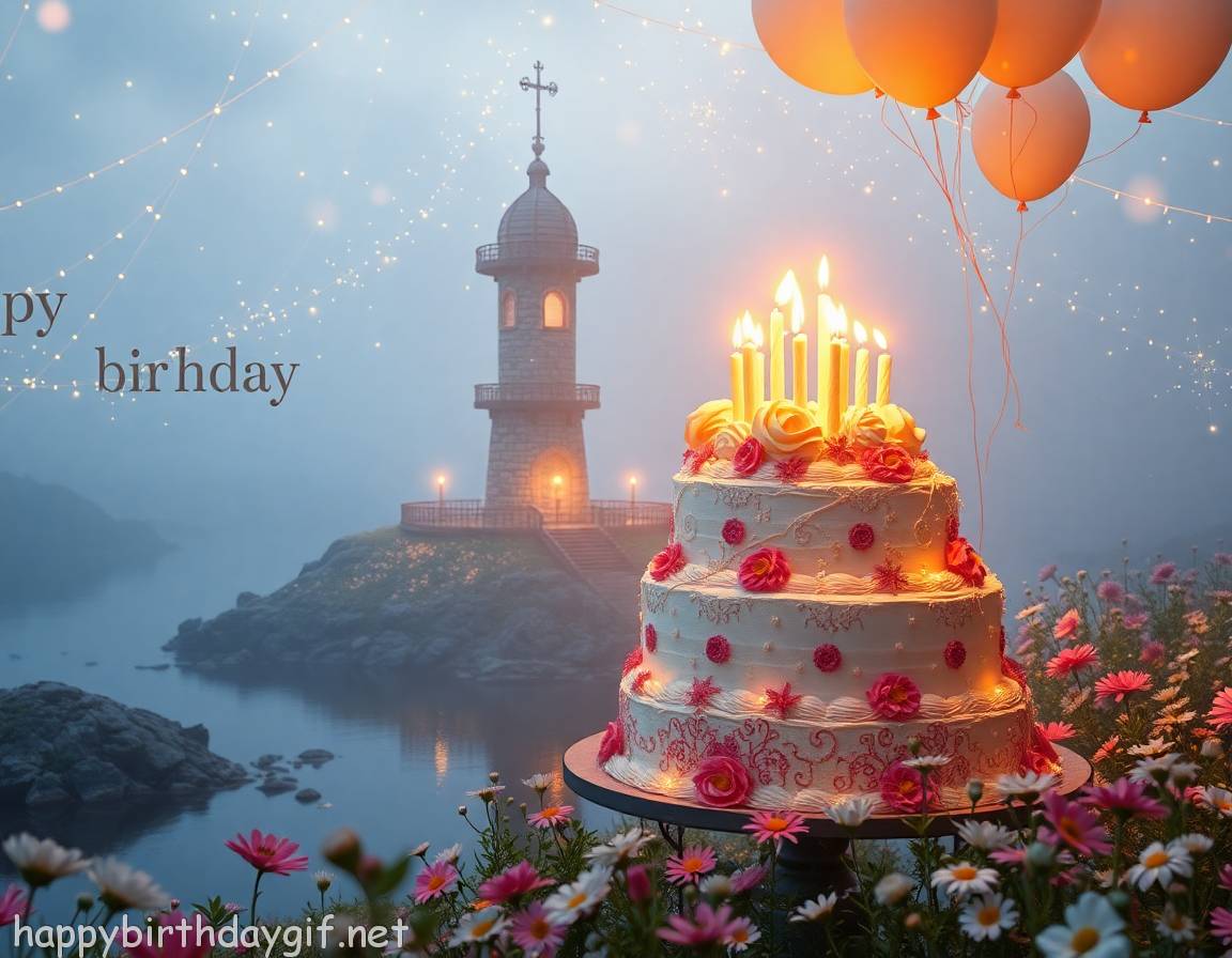 Cake Celebrations Party Elements hyperrealistic Style River