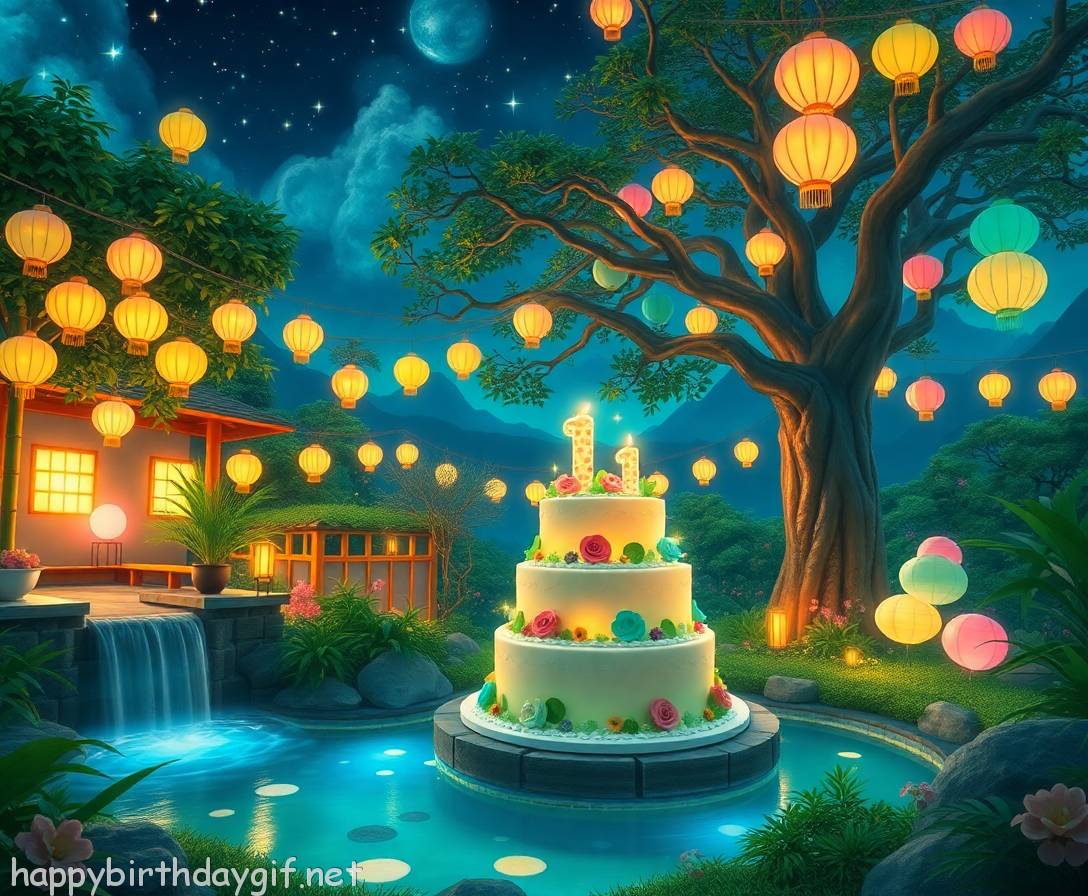 Cake Celebrations Party Elements studio ghibli inspired Style Mountain