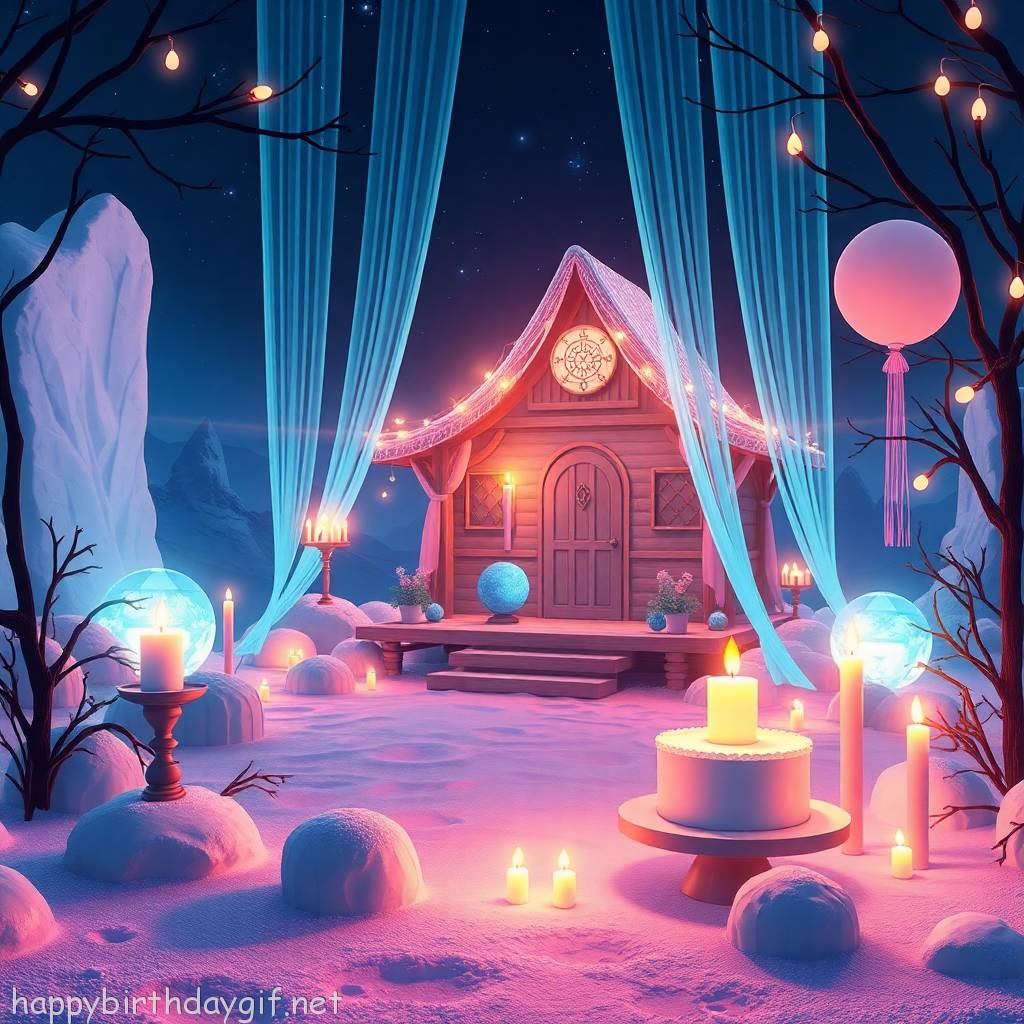 Candles Celebrations Party Elements minimalist art Style Snowy Area