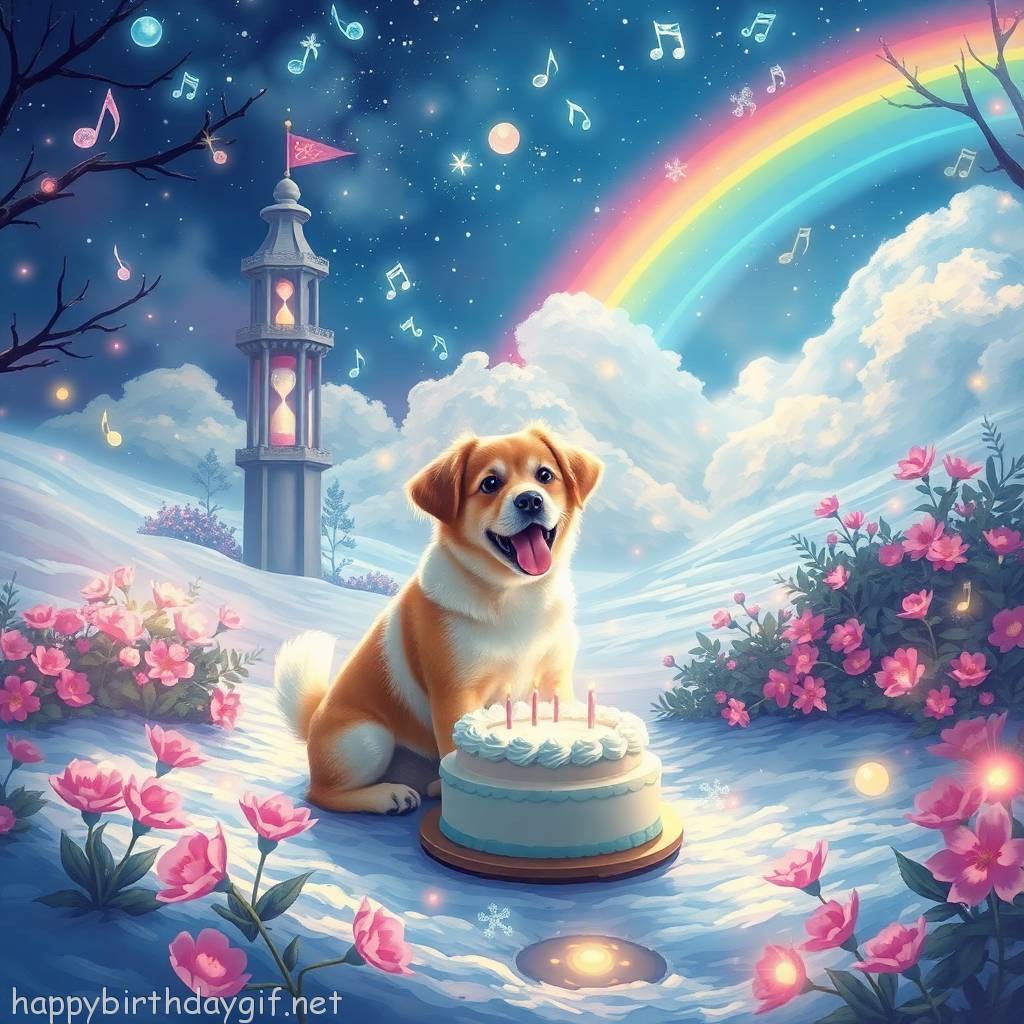 Dog Visual Elements Pets oil painting Style Snowy Area
