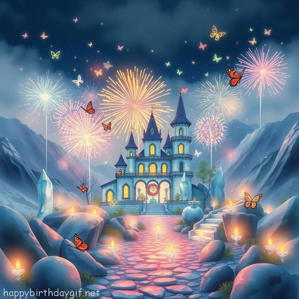Fireworks Celebrations Party Elements watercolor Style Mountain