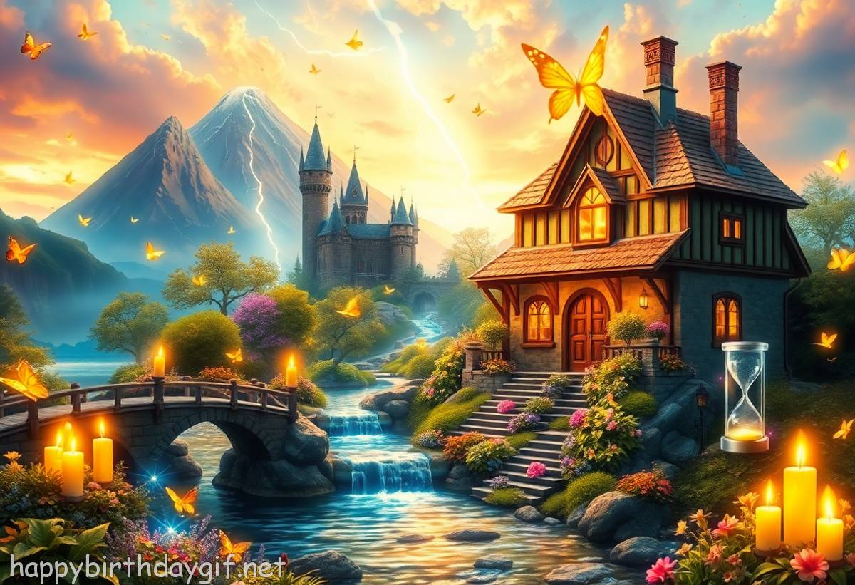 Golden Birthday Occasions & Themes Special Moments oil painting Style Volcano